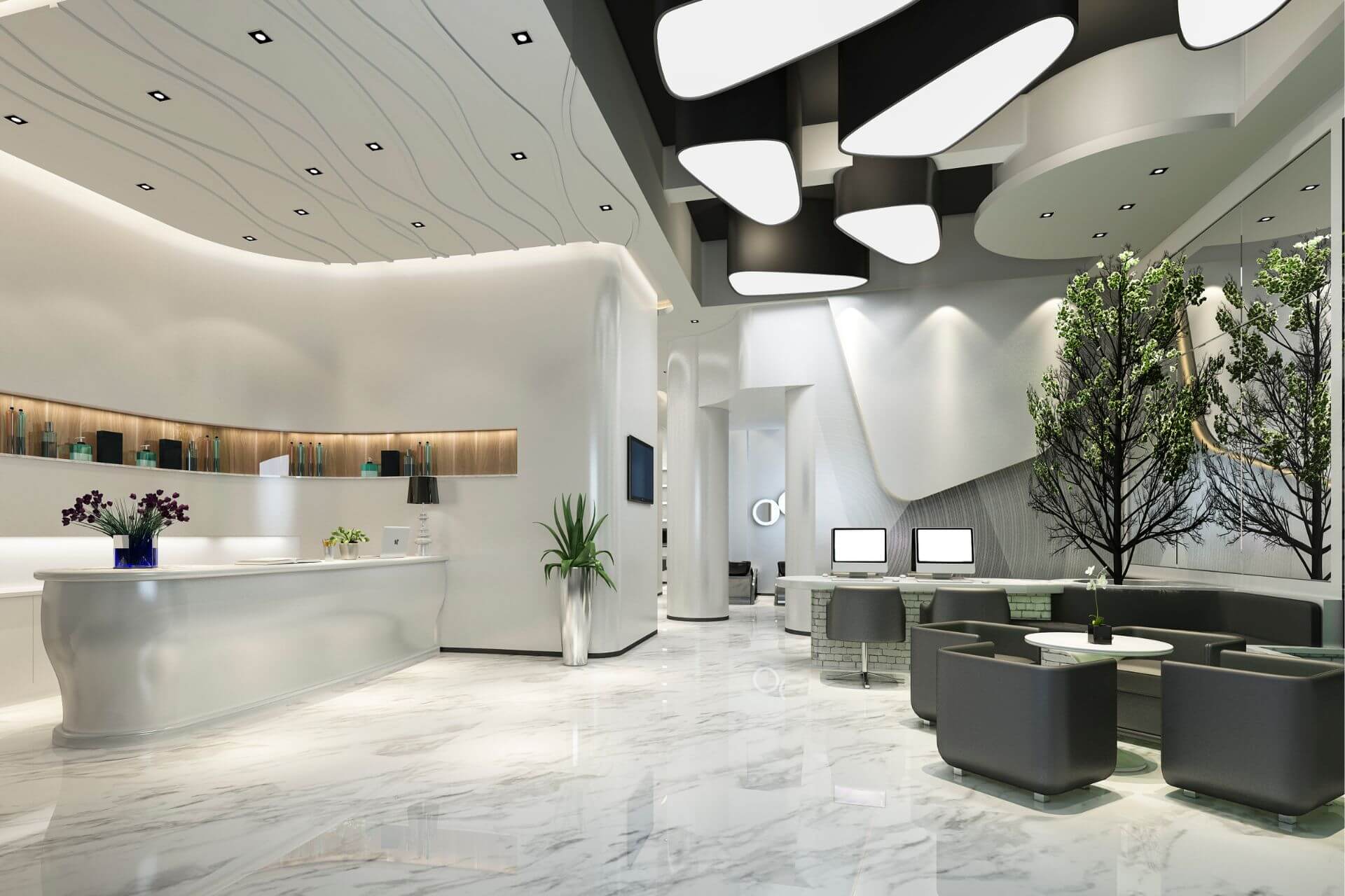 Realizacje projektów wnętrz przestrzeni komercyjnych wykonane przez SG Projekt